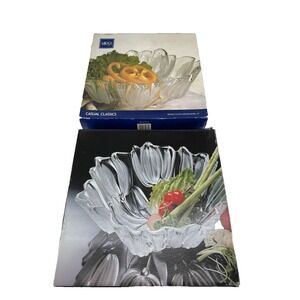 Mikasa Casual‎ Classics Spring Tulips Hostess Bowl 12 Inch Clear Glass Vtg